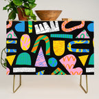 Modern abstract collage art shapes pattern  Credenza Gallery Image 1