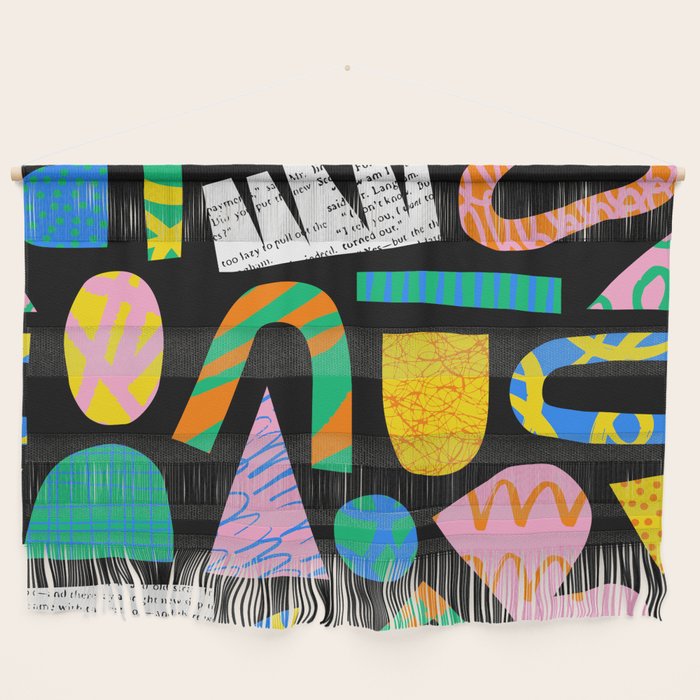 Modern abstract collage art shapes pattern  Wall Hanging Gallery Image 1
