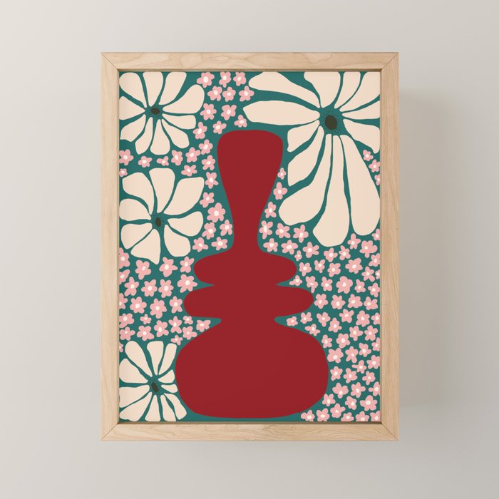 Happy Retro flower vase 1 Mini Art Print Gallery Image 1