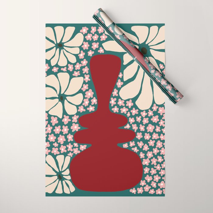Happy Retro flower vase 1 Wrapping Paper Gallery Image 1