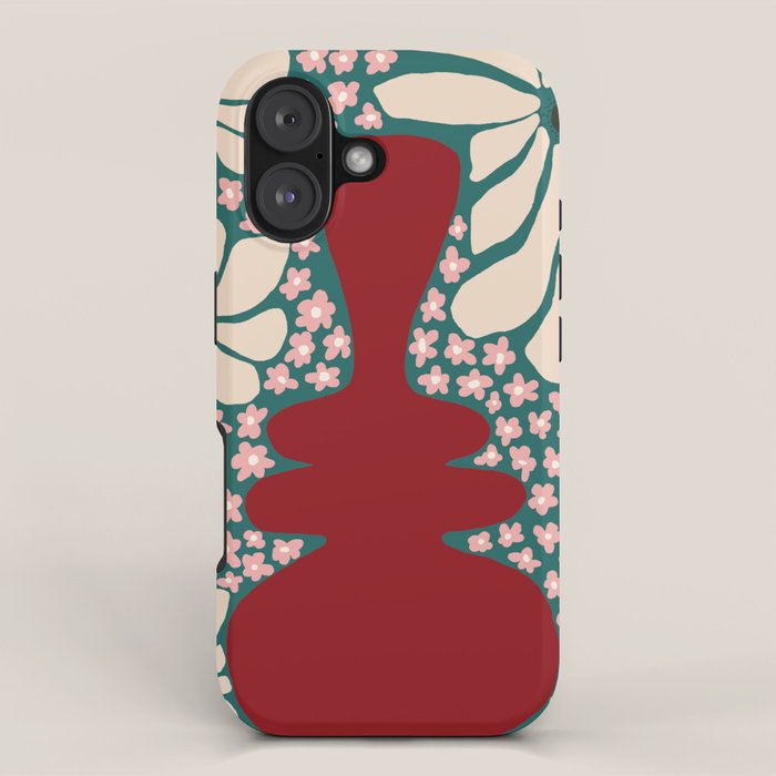 Happy Retro flower vase 1 iPhone Case Gallery Image 1