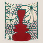 Happy Retro flower vase 1 Wall Tapestry Gallery Image 4
