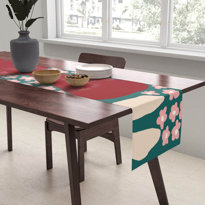Happy Retro flower vase 1 Table Runner Gallery Image 2