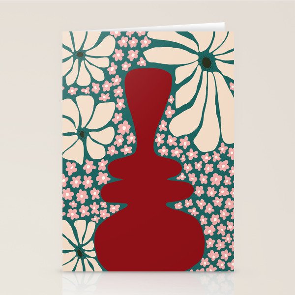 Happy Retro flower vase 1 Stationery Card Gallery Image 2