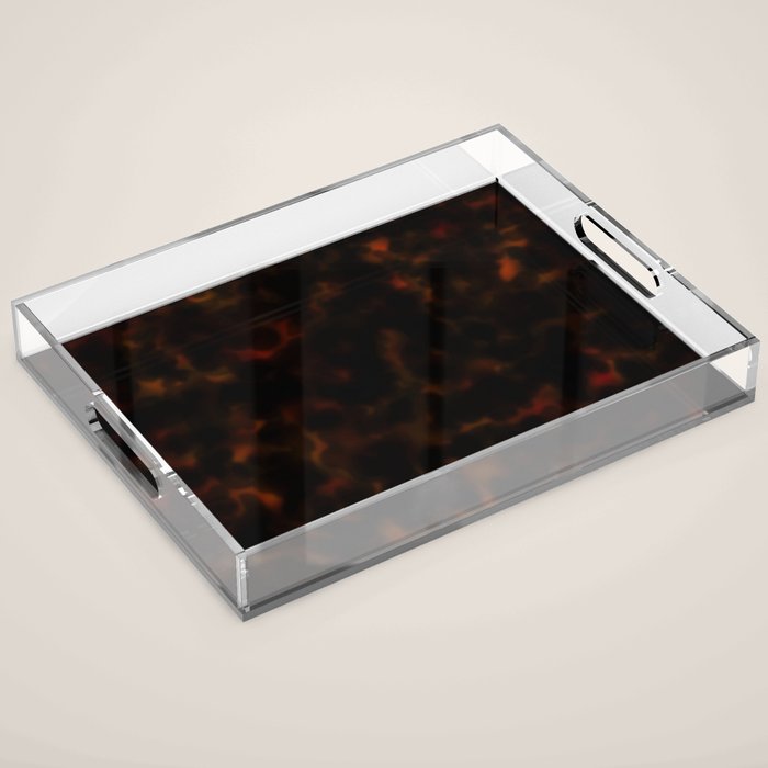 Dark Tortoiseshell Turtle Pattern Acrylic Tray Gallery Image 1