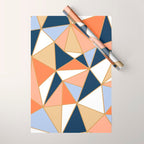 Festive, Geometric Art, Orange, Navy, Blue, Gold, Abstract Art Wrapping Paper Gallery Image 1