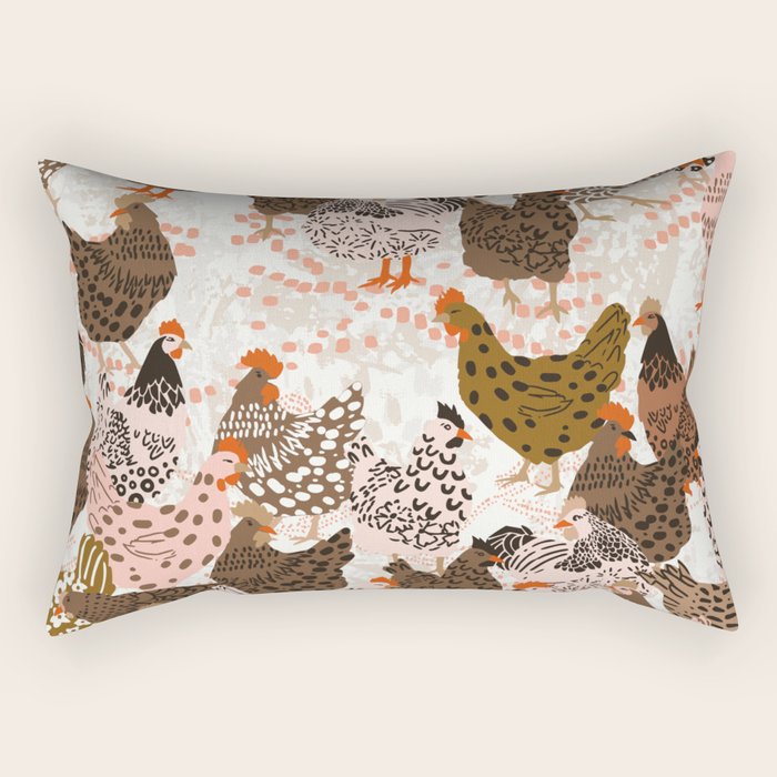 Favorite chickens brown Rectangular Pillow Gallery Image 2