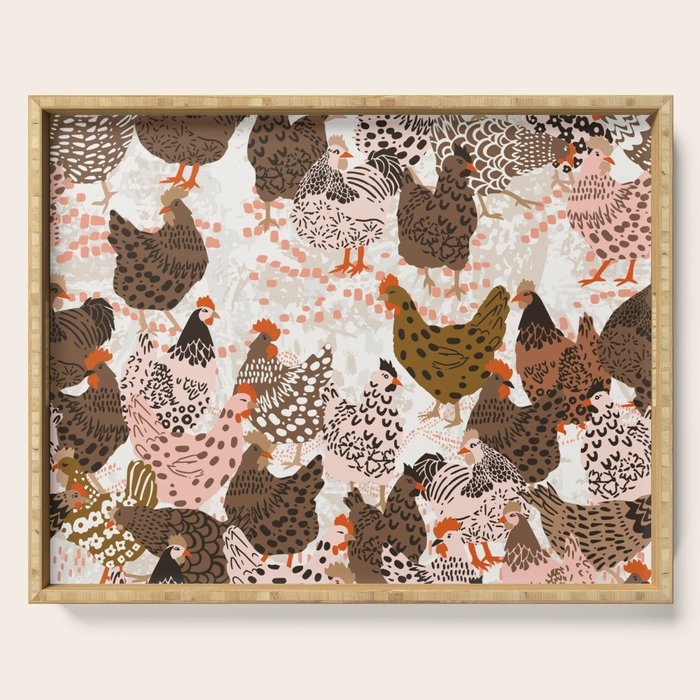 Favorite chickens brown Serving Tray Gallery Image 1