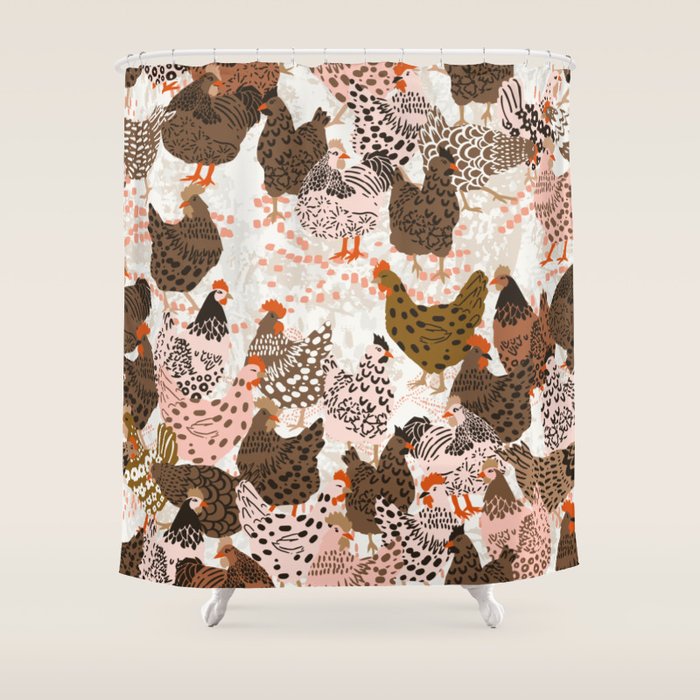 Favorite chickens brown Shower Curtain Gallery Image 1