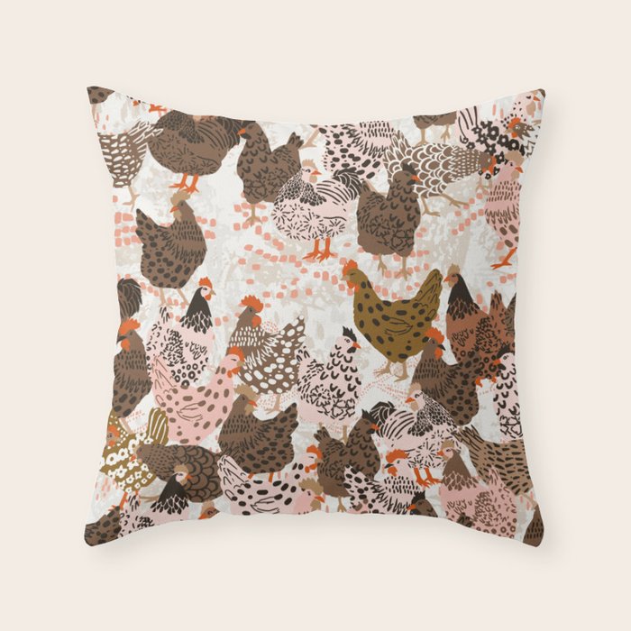 Favorite chickens brown Throw Pillow Gallery Image 6