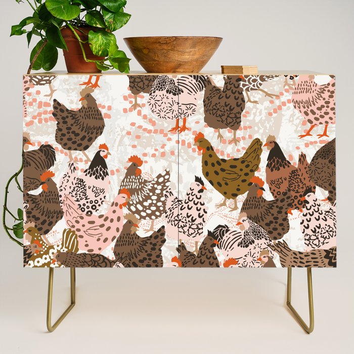 Favorite chickens brown Credenza Gallery Image 1