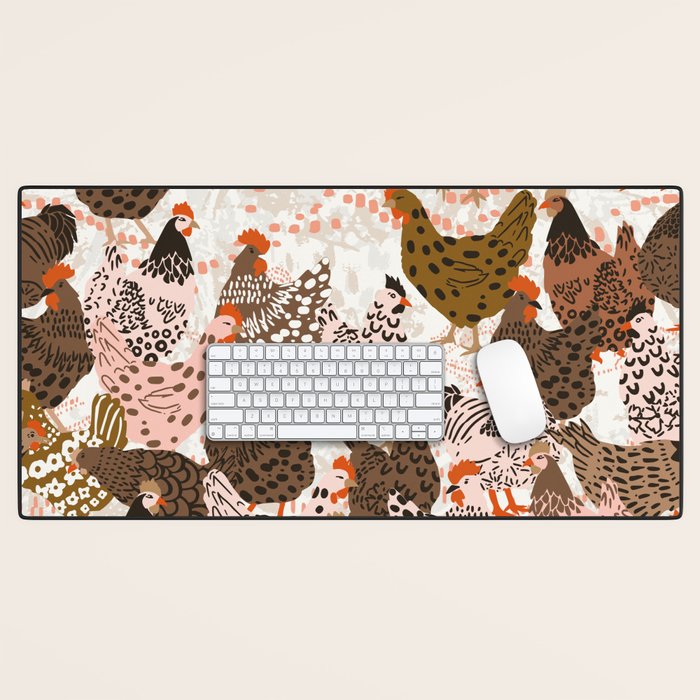 Favorite chickens brown Desk Mat Gallery Image 1