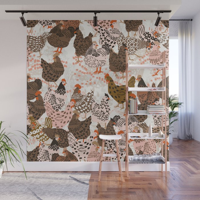 Favorite chickens brown Wall Mural Gallery Image 1