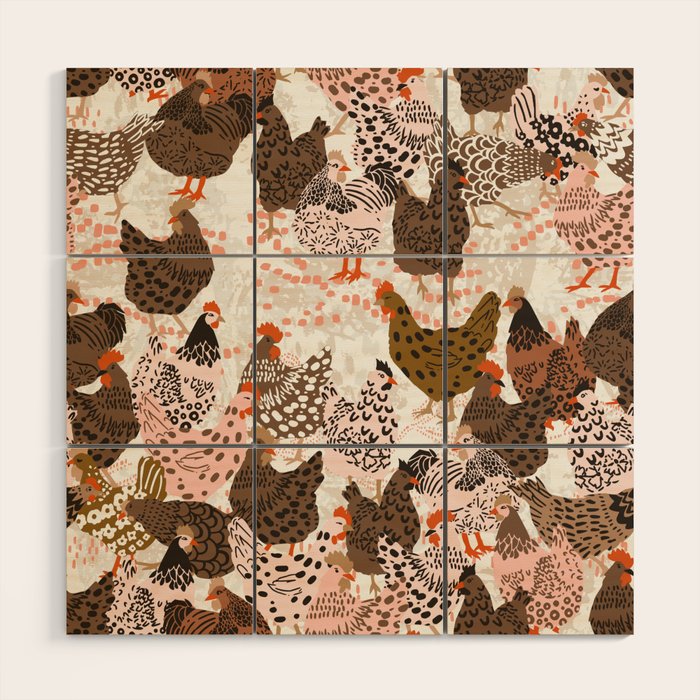 Favorite chickens brown Wood Wall Art Gallery Image 1
