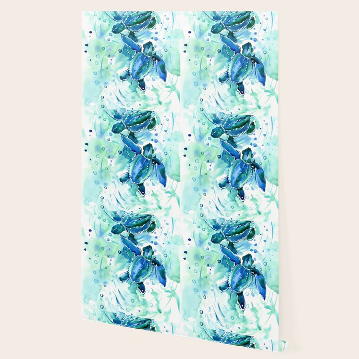 Turquoise Blue Sea Turtles in Ocean Wallpaper Gallery Image 2