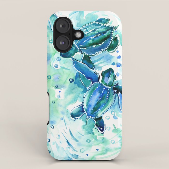 Turquoise Blue Sea Turtles in Ocean iPhone Case Gallery Image 1