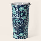 Ditsy Florals, Navy and Teal Travel Mug Gallery Image 2
