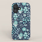 Ditsy Florals, Navy and Teal iPhone Case Gallery Image 1