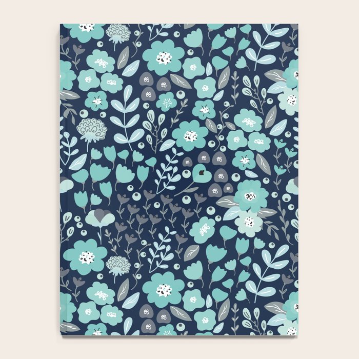 Ditsy Florals, Navy and Teal Notebook Gallery Image 4
