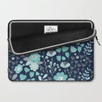 Ditsy Florals, Navy and Teal Laptop Sleeve Gallery Image 2