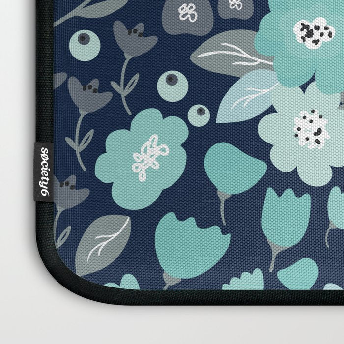 Ditsy Florals, Navy and Teal Laptop Sleeve Gallery Image 3