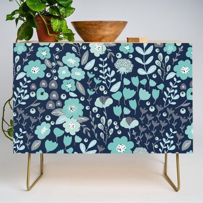 Ditsy Florals, Navy and Teal Credenza Gallery Image 1