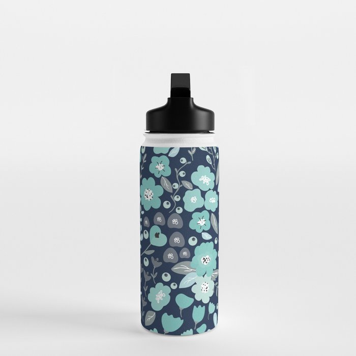 Ditsy Florals, Navy and Teal Water Bottle Gallery Image 3