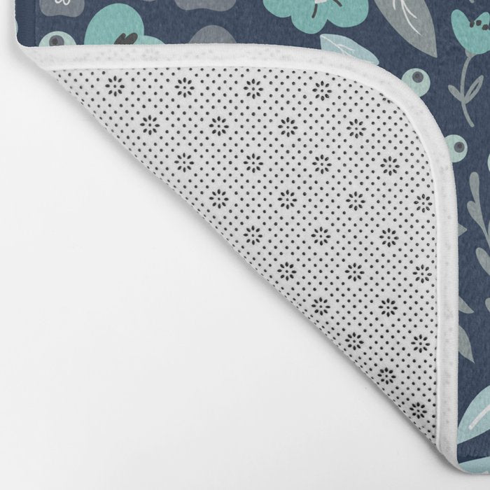 Ditsy Florals, Navy and Teal Bath Mat Gallery Image 2