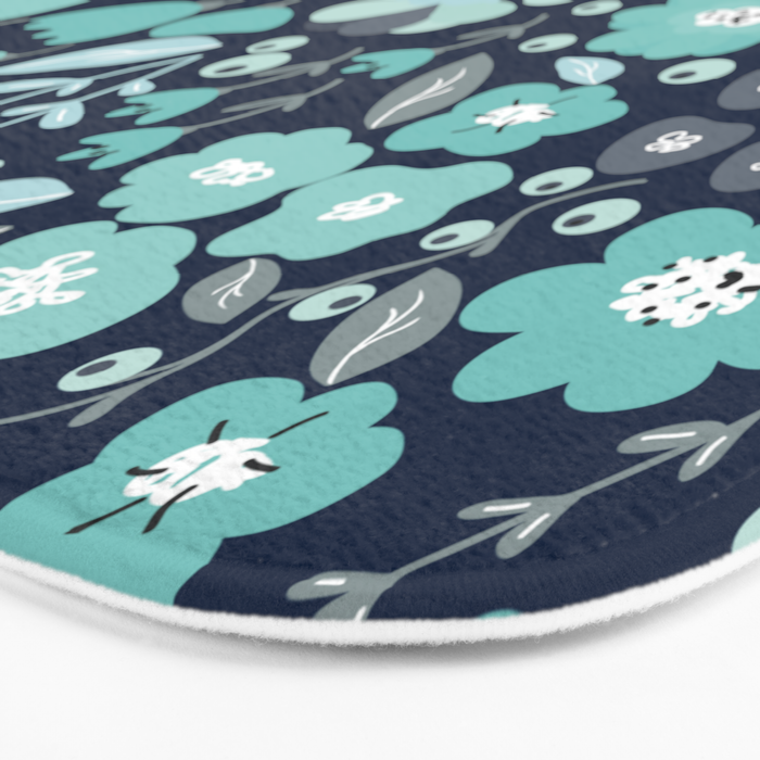 Ditsy Florals, Navy and Teal Bath Mat Gallery Image 3