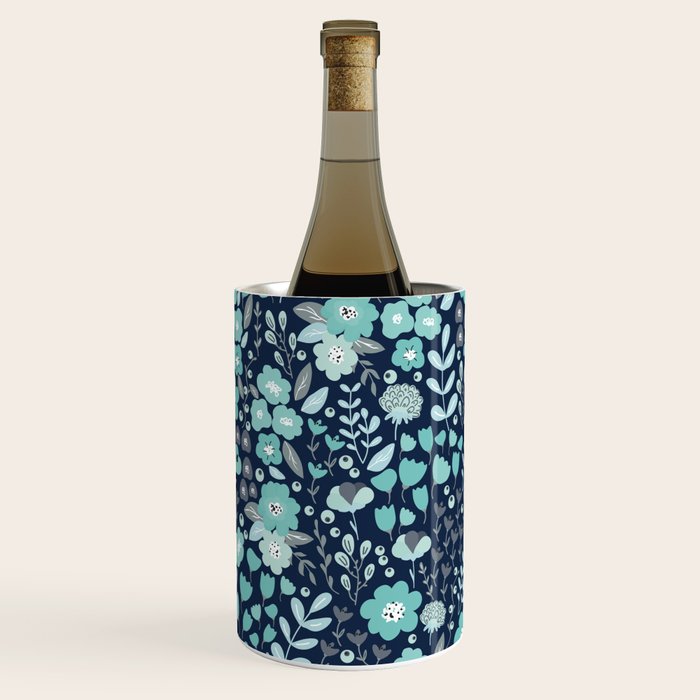 Ditsy Florals, Navy and Teal Wine Chiller Gallery Image 1