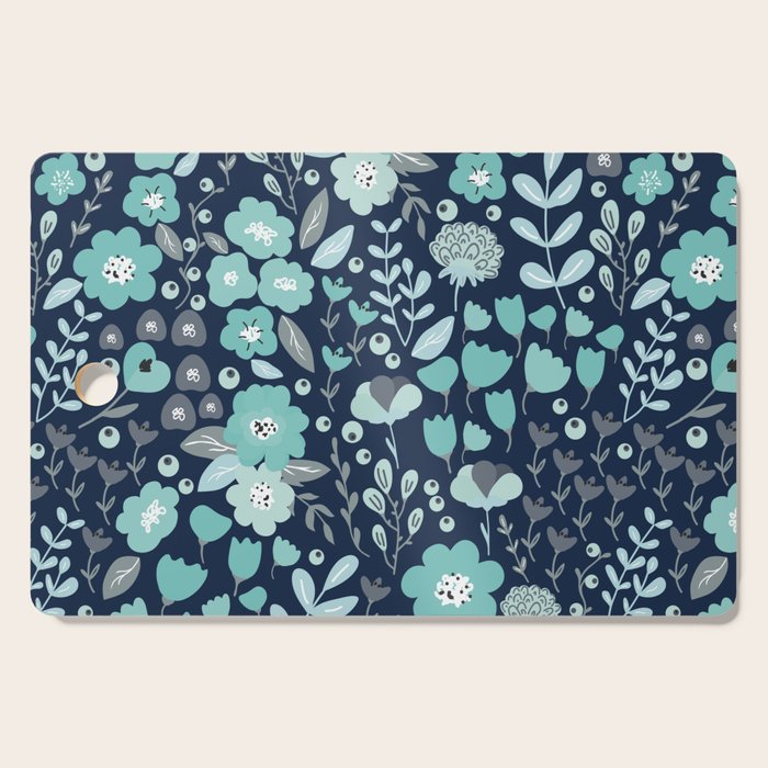 Ditsy Florals, Navy and Teal Cutting Board Gallery Image 1