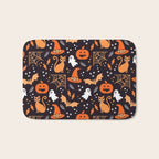 Halloween party illustrations orange, black Bath Mat Gallery Image 1