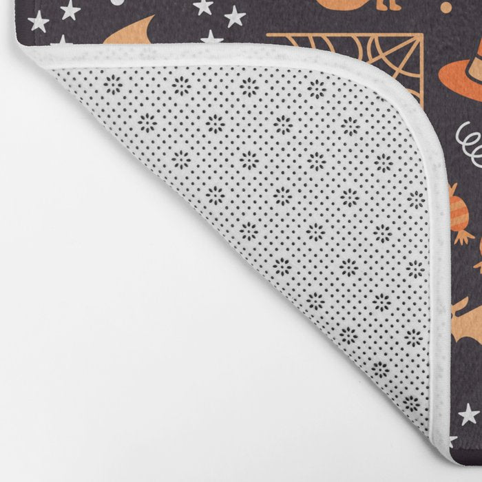 Halloween party illustrations orange, black Bath Mat Gallery Image 2