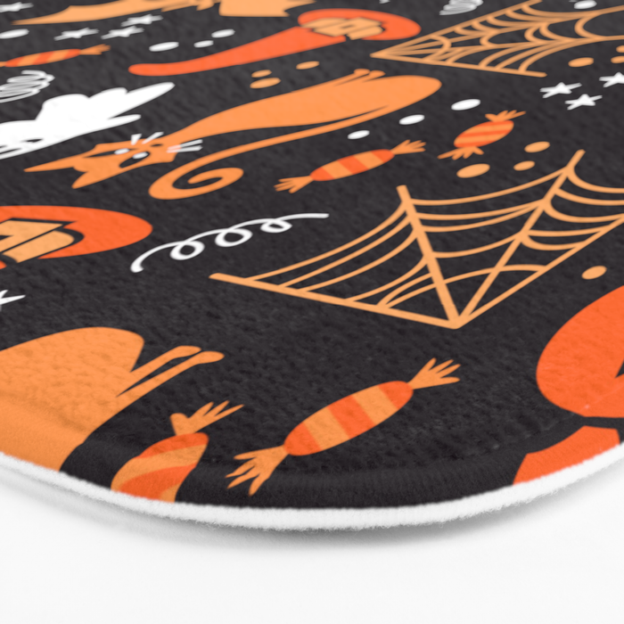 Halloween party illustrations orange, black Bath Mat Gallery Image 3