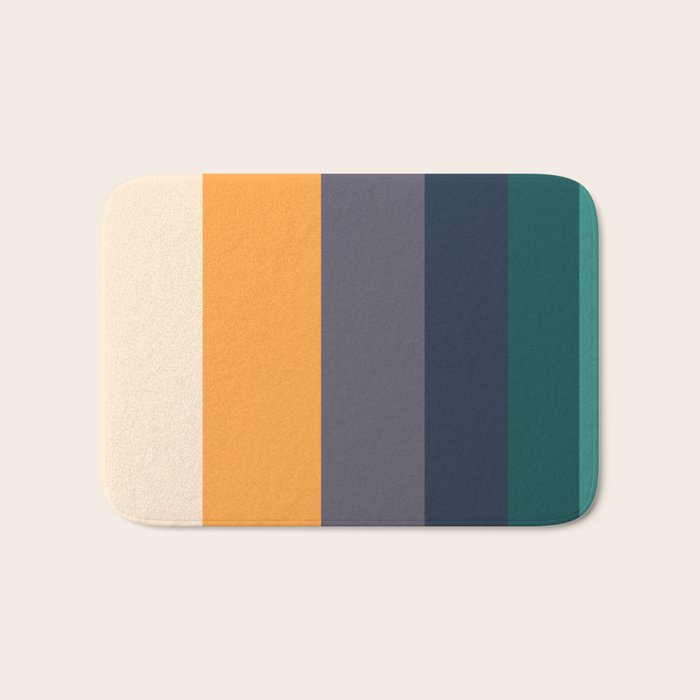 Mid Century Modern Minimalist Color Block Pattern Yellow Grey Green Bath Mat Gallery Image 1