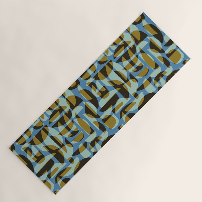 Simple Hand-cut Pattern #5 / Blue & Brown Yoga Mat Gallery Image 1