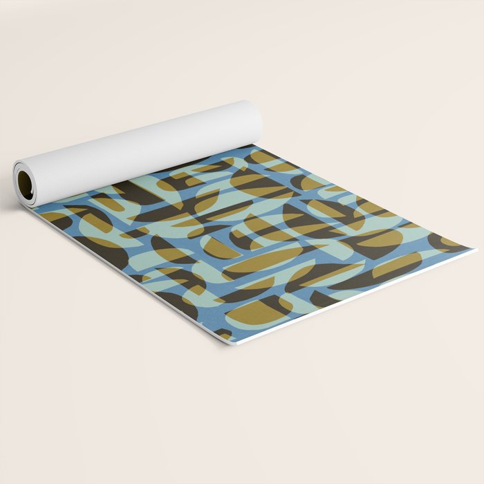 Simple Hand-cut Pattern #5 / Blue & Brown Yoga Mat Gallery Image 2