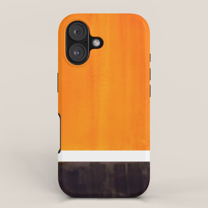 Minimalist Mid Century Modern Color Block Pop Art Rothko Inspired Golden Yellow Black Squares iPhone Case Gallery Image 1