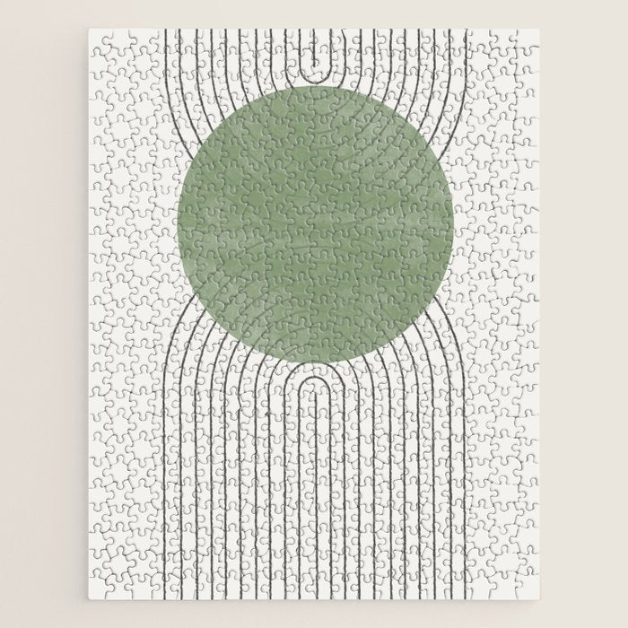 Mid century Green Moon Shape  Jigsaw Puzzle Gallery Image 1