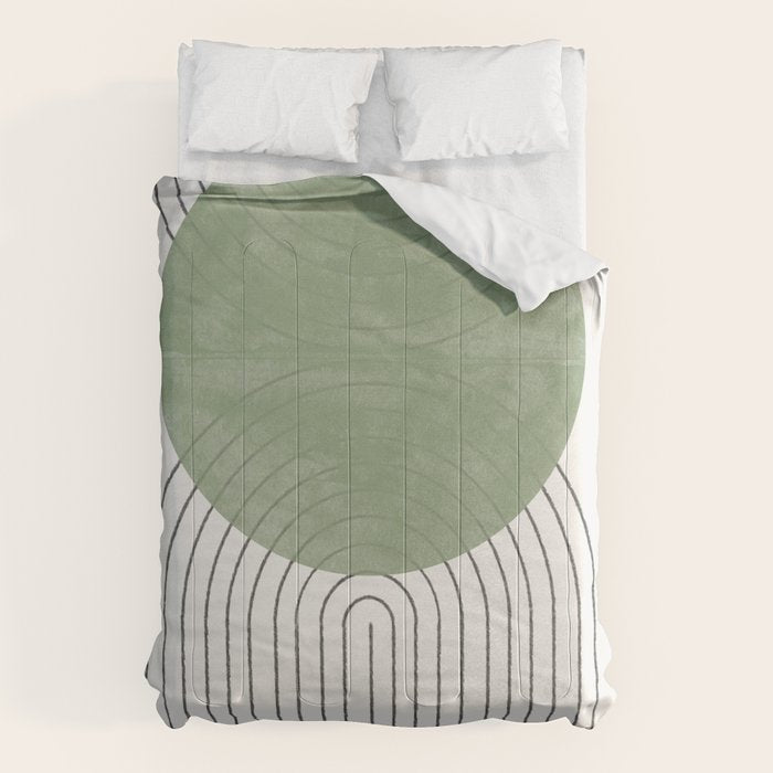 Mid century Green Moon Shape  Comforter Gallery Image 1