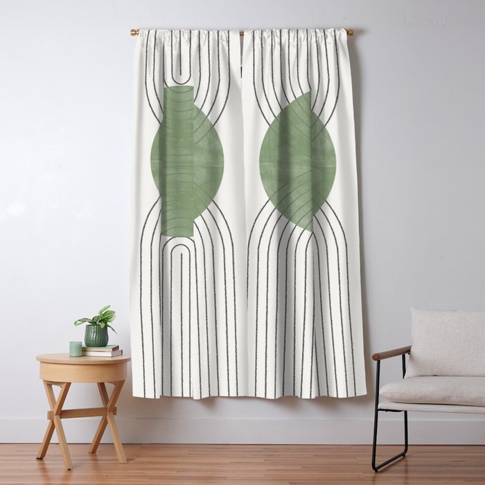 Mid century Green Moon Shape  Window Curtain Gallery Image 5