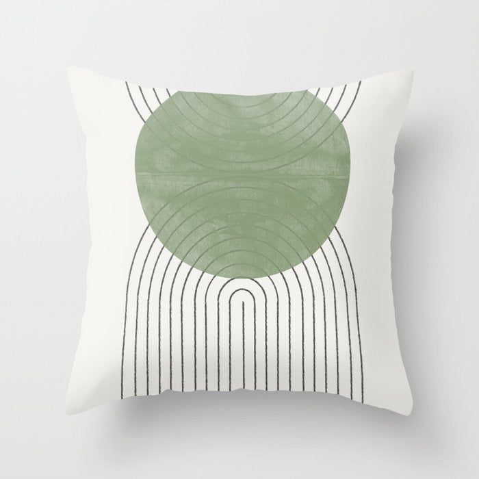 Mid century Green Moon Shape  Throw Pillow Gallery Image 6