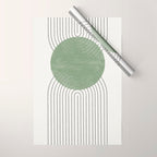 Mid century Green Moon Shape  Wrapping Paper Gallery Image 1