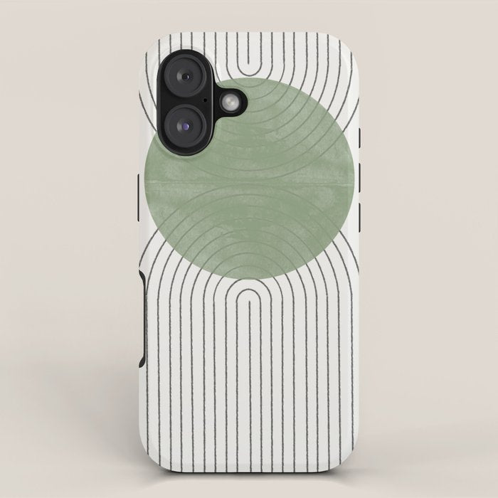 Mid century Green Moon Shape  iPhone Case Gallery Image 1