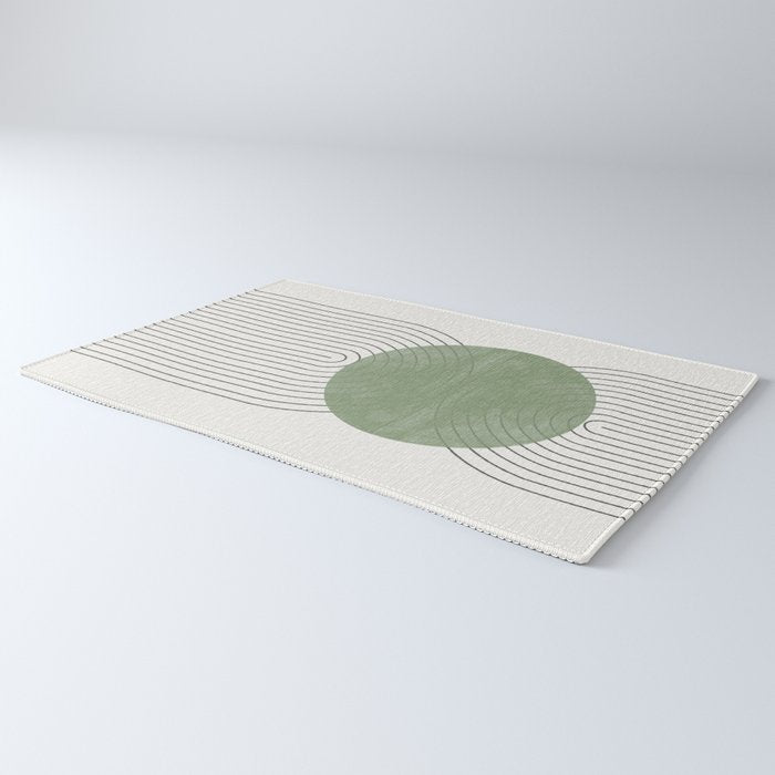 Mid century Green Moon Shape  Rug Gallery Image 3