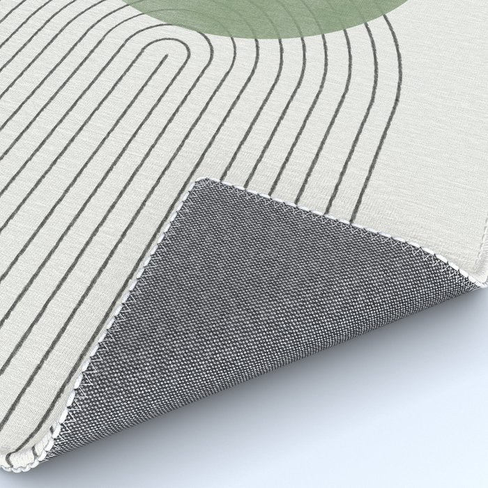 Mid century Green Moon Shape  Rug Gallery Image 4