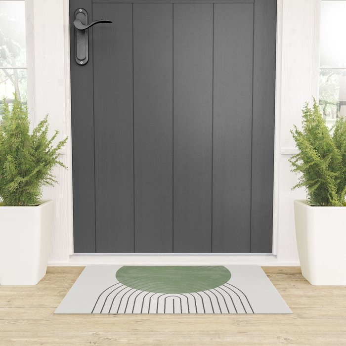 Mid century Green Moon Shape  Welcome Mat Gallery Image 3