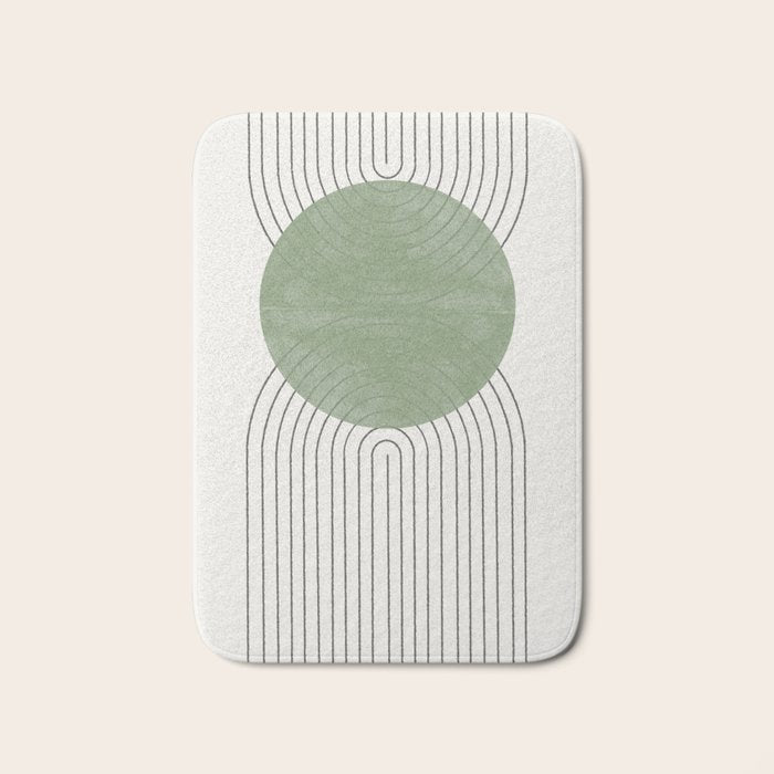Mid century Green Moon Shape  Bath Mat Gallery Image 1
