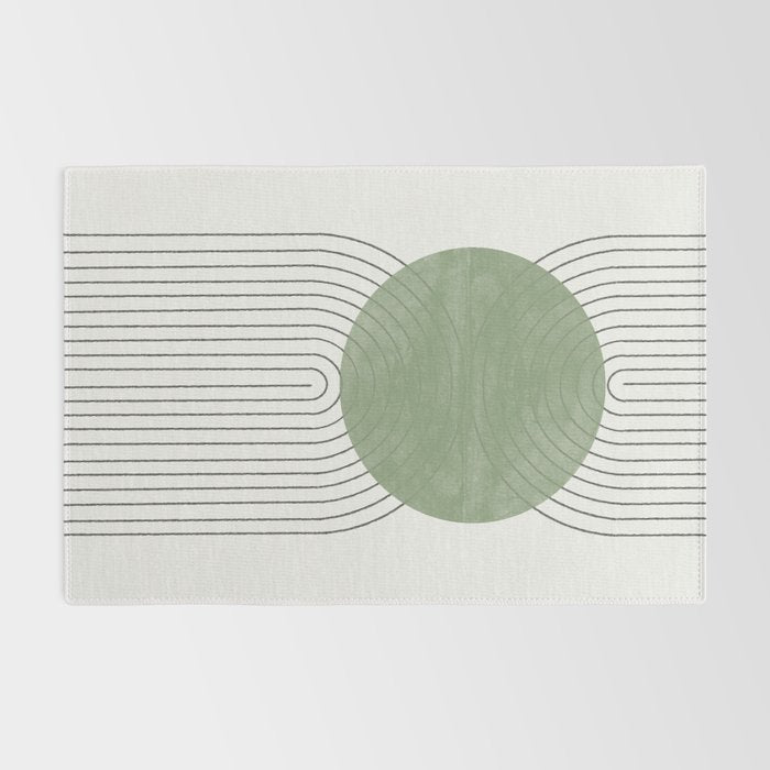 Mid century Green Moon Shape  Rug Gallery Image 2