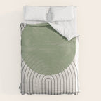 Mid century Green Moon Shape  Duvet Cover Gallery Image 6
